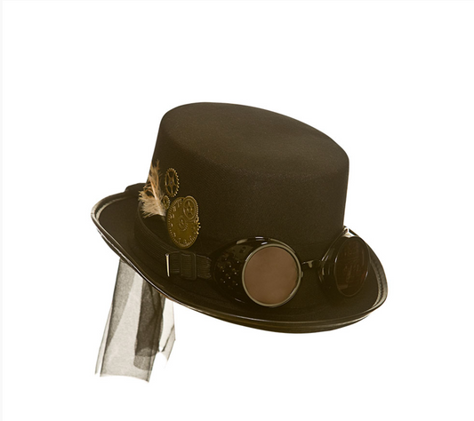 Sombrero de copa Steampunk con gafas