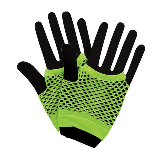 Neon Fishnet Gloves - Green