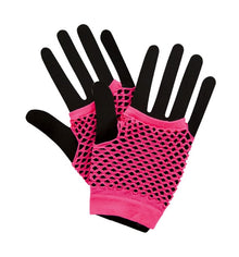 Neon Fishnet Gloves - Pink - The Scarborough Joke Shop
