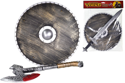 Conjunto de armas y escudos vikingos