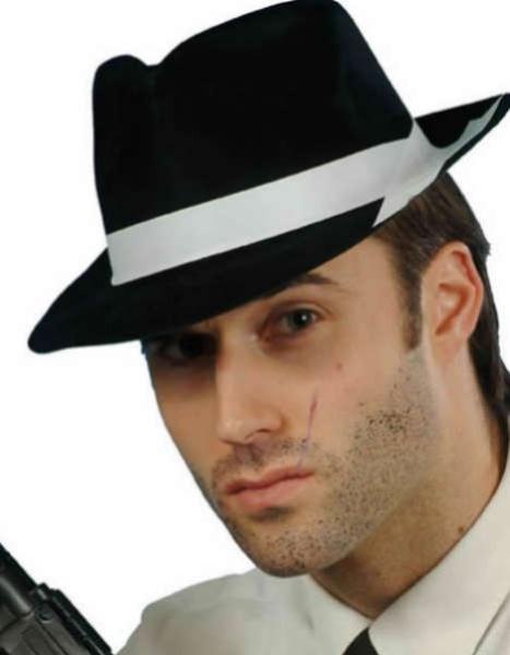 Chapeau Fedora/Trilby Gangster - Plastique Flock - Style Al Capone
