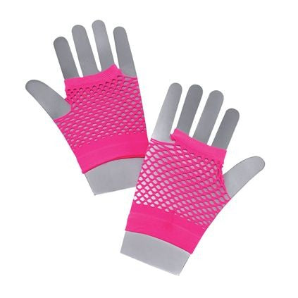 Neon Fishnet Gloves - Pink